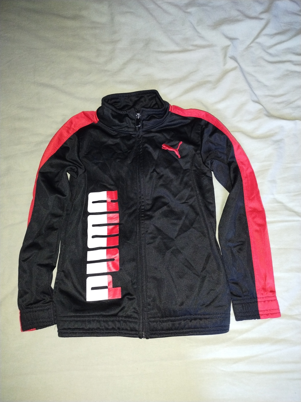 Puma Black Jacket with Pink Sleeve Stripes